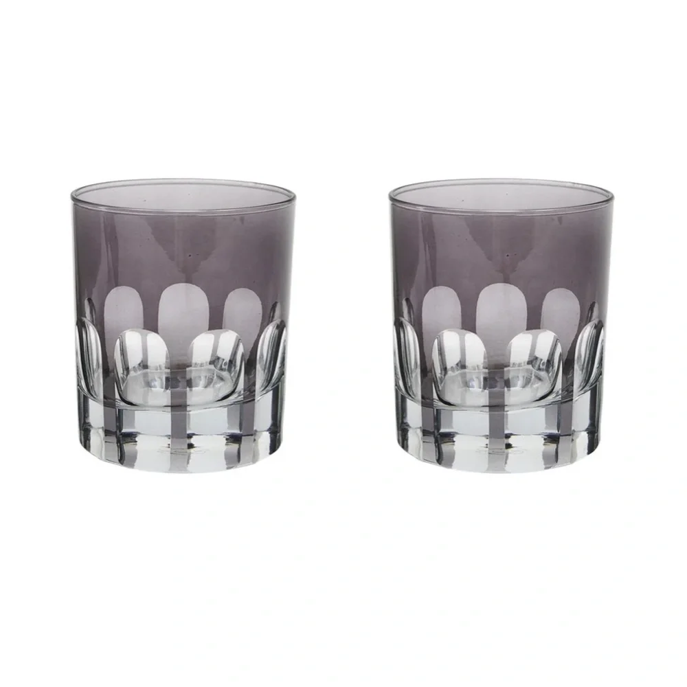 RIALTO HANDMADE IN TÜRKIYE SMOKE OLD FASHIONED GLASSES 12 OZ SET OF‎ 6 MCM STYLE